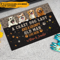 Thumbnail for Crazy Dog Lady And An Grumpy Old Man - Personalized Family Doormat, Dog Lovers Gift