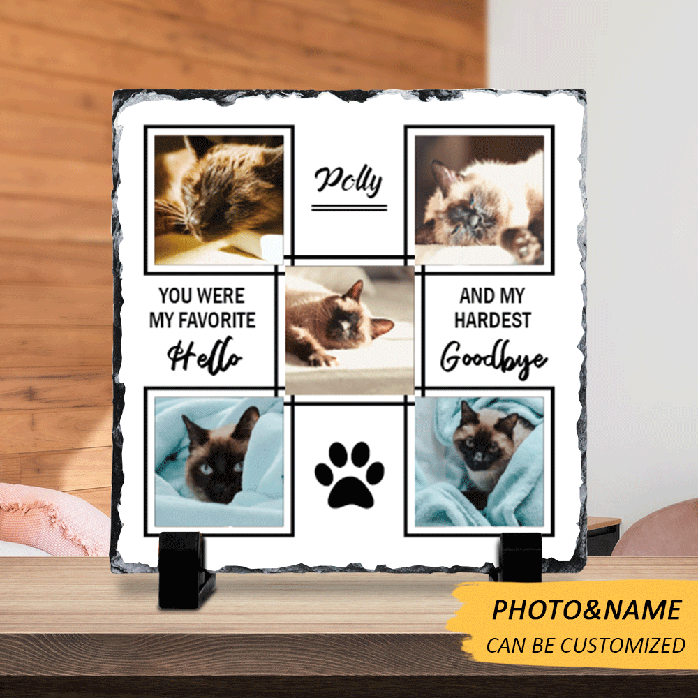 You Were My Favorite Hello Pet Memorial Slate Photo - Dog Cat Loss Gifts - Jonxifon