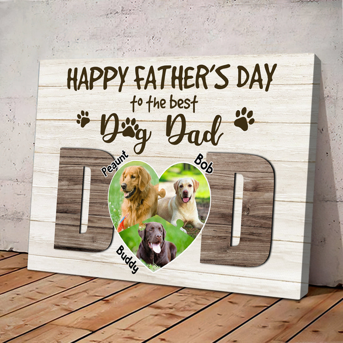 Thank you Dog Dad - Personalized Pet Photo Canvas