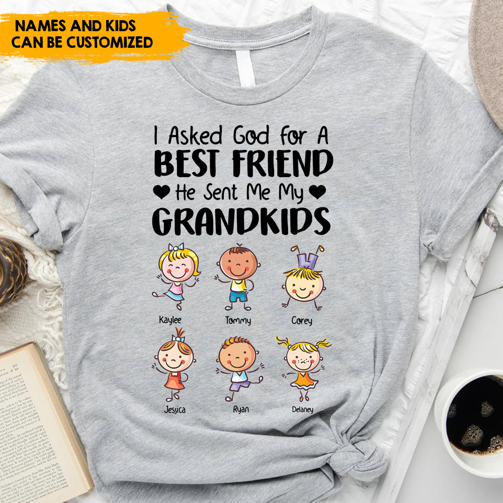 God Sent Me My Grandkids, Mother's Day Gift - Personalized T-Shirt