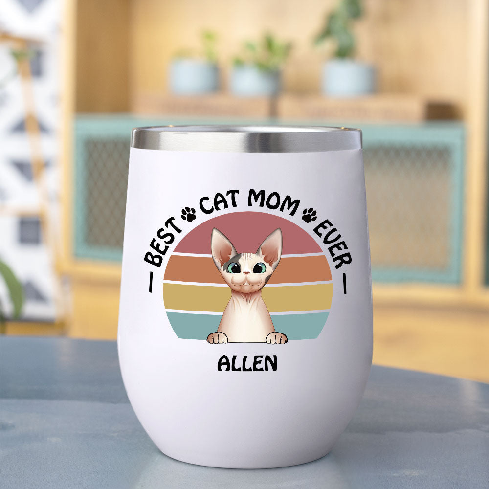 Best Cat Mom Ever 12oz Tumbler, Gift For Cat Mom - Jonxifon