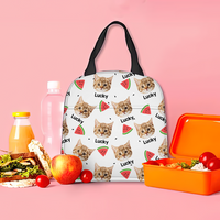 Thumbnail for Personalized Orange Summer Upload Face Dog Cat Lunch Bag, Gifr For Pet Lovers