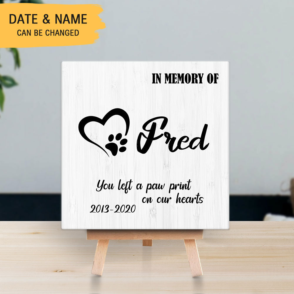 Personalized Pet Memorial Square Stone Album-Dog Cat Loss Gifts-You Left a Paw Print On Our Hearts - Jonxifon