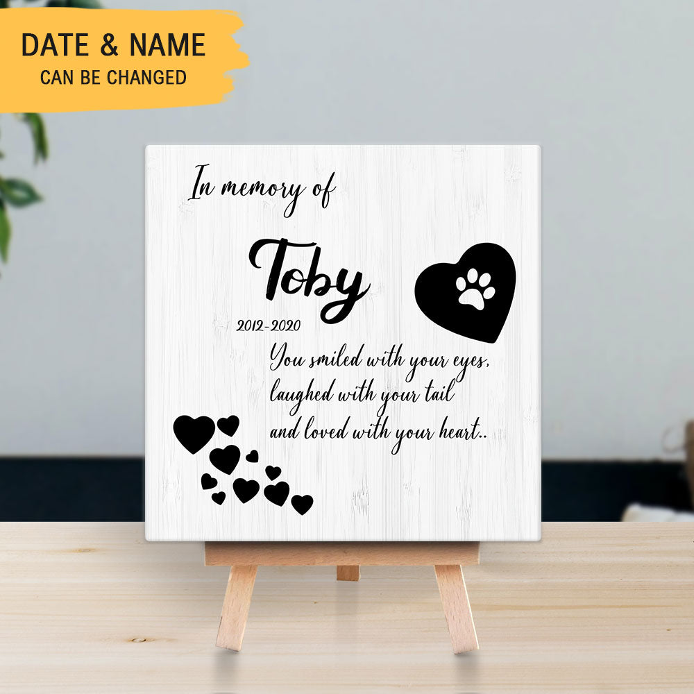 Personalized Pet Memorial Square Stone Album-Dog Cat Loss Gifts-You Smiled With Your Eyes - Jonxifon