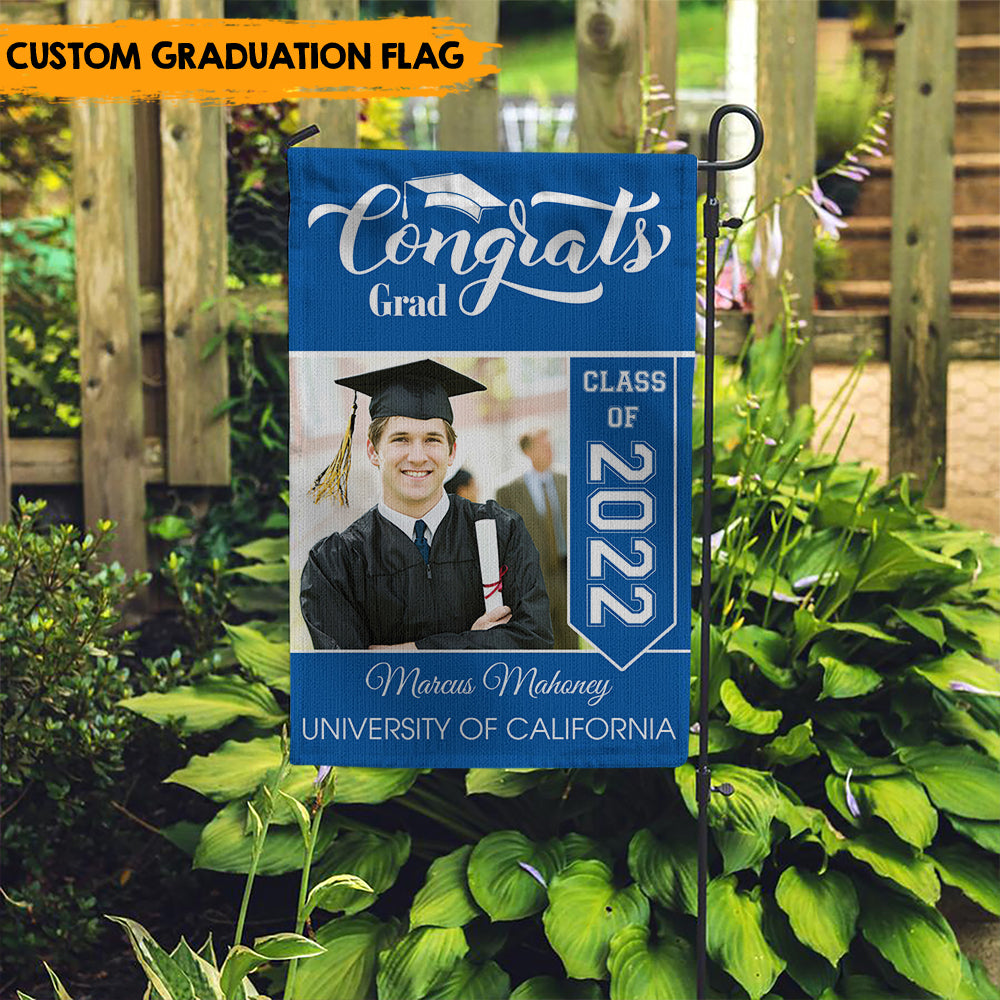 Graduation Flag Congrats Grad - Customized Garden Flag, Graduation Gift