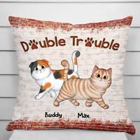 Thumbnail for Personalized Double Trouble Cute Cat Pillow, Gift For Cat Lover CHI-YEN