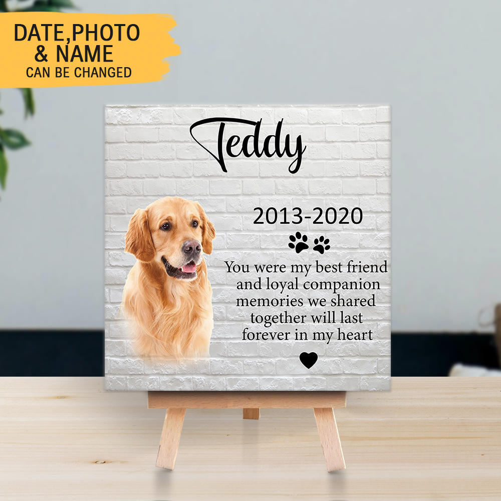 Personalized Pet Memorial Square Stone Album-Dog Cat Loss Gifts-You Were My Best Friend - Jonxifon