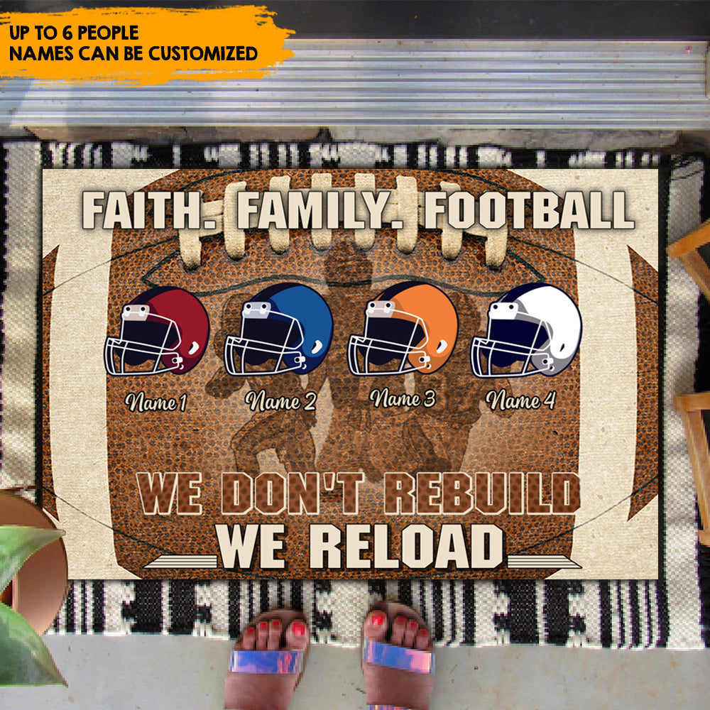 Faith Football Family - Personalized Family Football Doormat