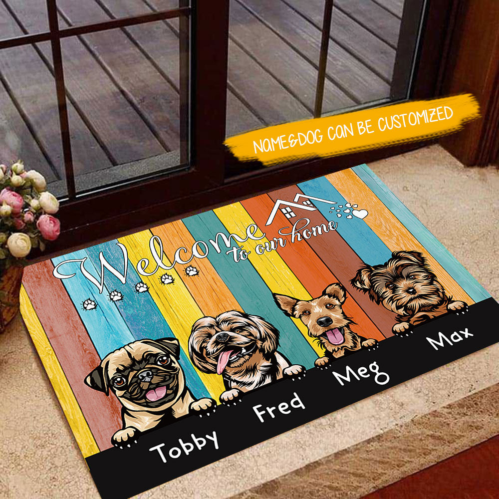 Welcome To Our Home - Personalized Cat Copper Color Doormat - Jonxifon