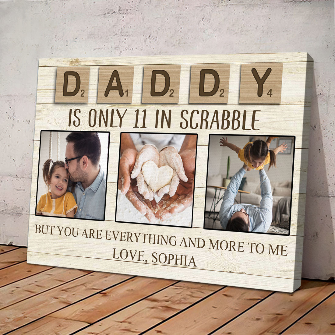 Daddy Is Only 11 In Scrabble Personalized Canvas