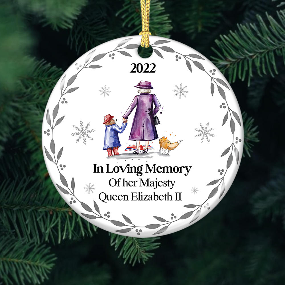 Custom 2022 Queen Elizabeth II Memorial Ceramic Ornament, Christmas Gift YHN-YEN