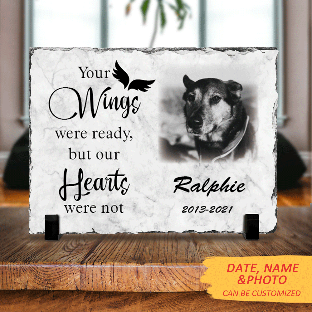 Your Wings Were Ready Slate Photo - Dog Cat Loss Gifts, Pet Photo Memorial Gift - Jonxifon