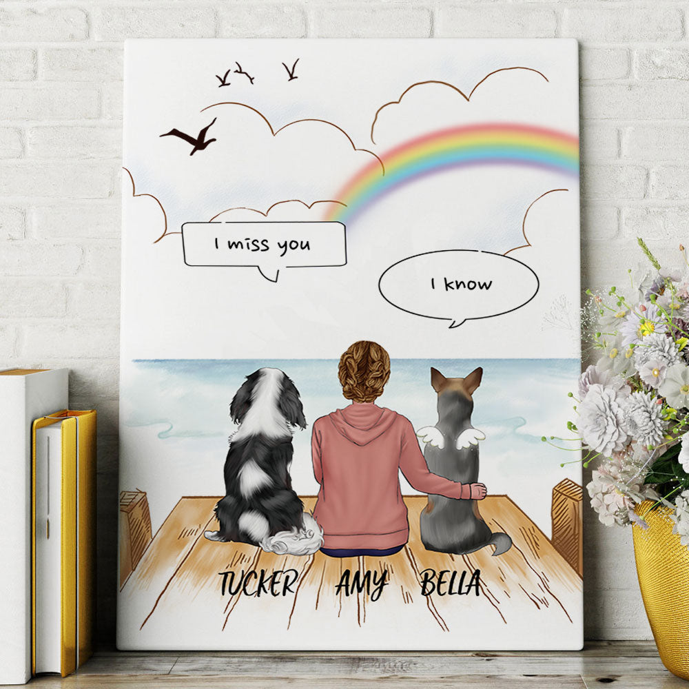 I Miss You Conversation - Wooden Dock Canvas Print Memorial Gifts For Dog Lovers - Jonxifon