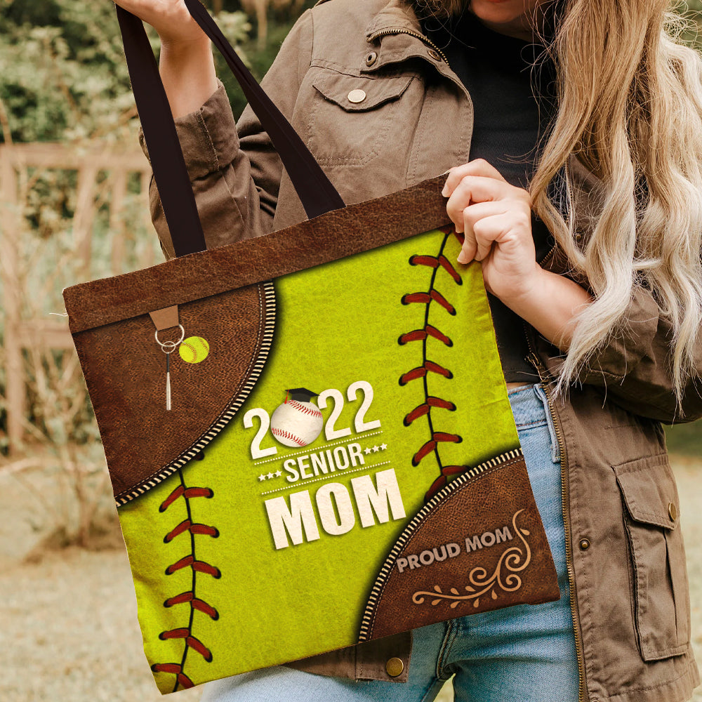 Proud 2022 Senior Mom - Personalized Leather Pattern Printed Tote Bag