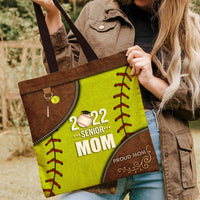 Thumbnail for Proud 2022 Senior Mom - Personalized Leather Pattern Printed Tote Bag