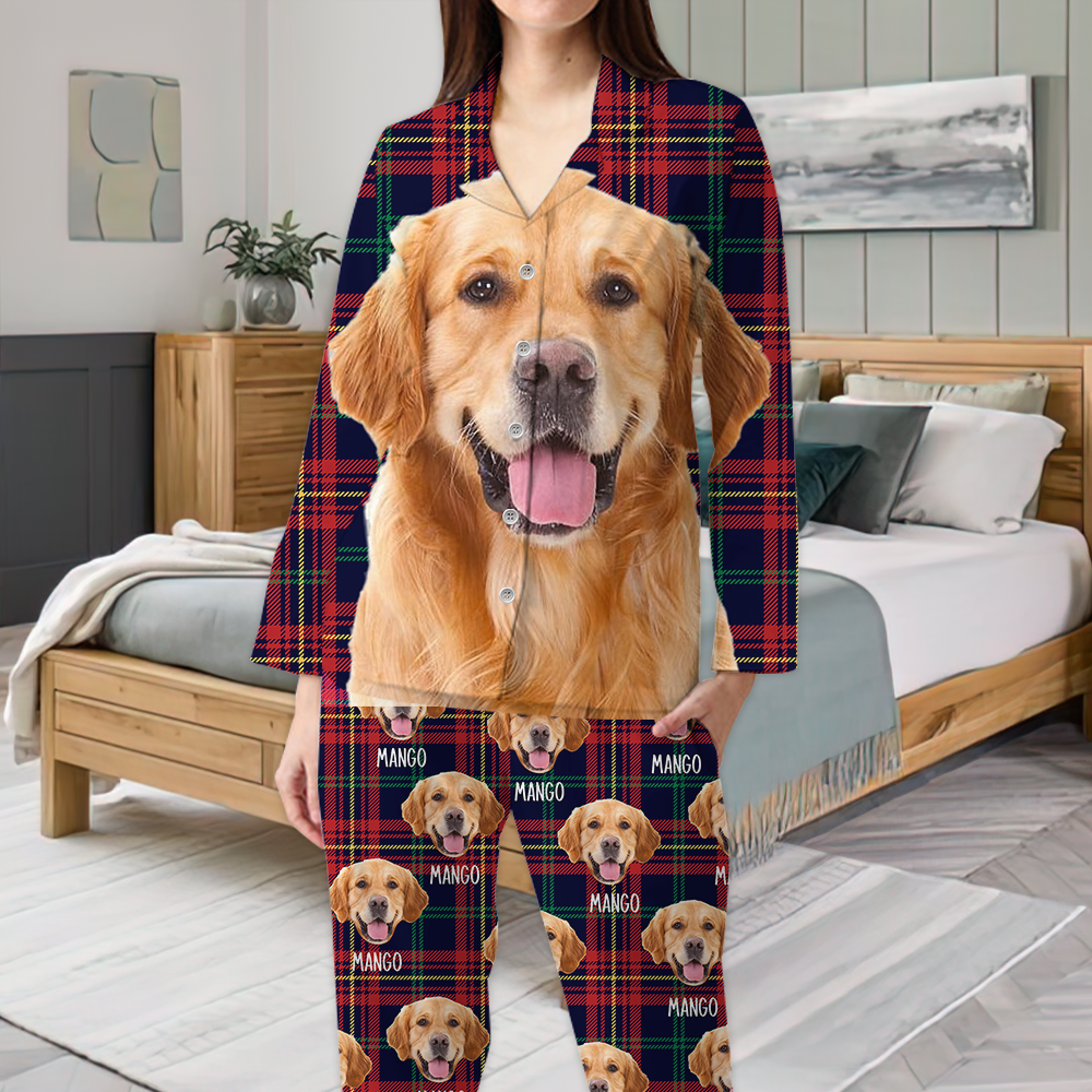 Personalized Custom Face Dog Cat Winter Pattern Pajamas Set, Funny Gift For Pet Lovers YHN-THUY