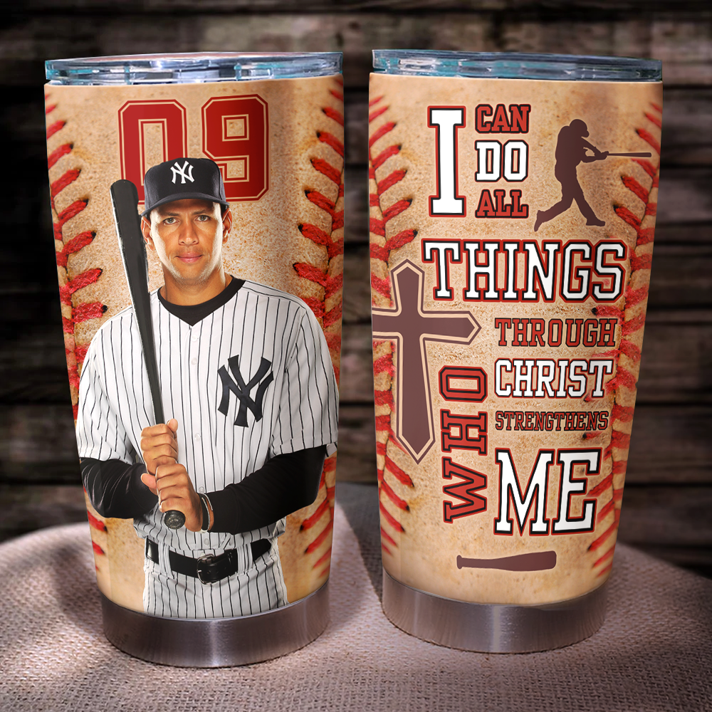 Personalized Upload Photo Baseball Tumbler, Gift For Baseball Lover