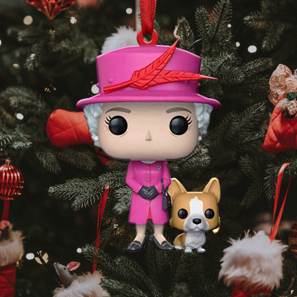 Queen Elizabeth II with Corgi - Christmas Ornament JonxiFon