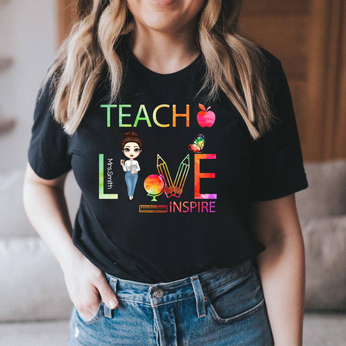 Teach Love Inspire Teacher Tshirt, Custom Gift for Back To School 2022