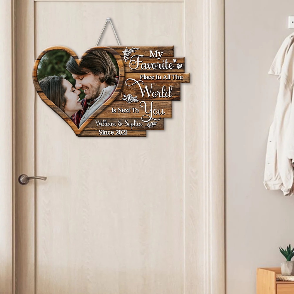 Personalized My Favorite Place Is Next To You Couple Wood Sign, Valentine's Day Gift For Couple CHI-YEN