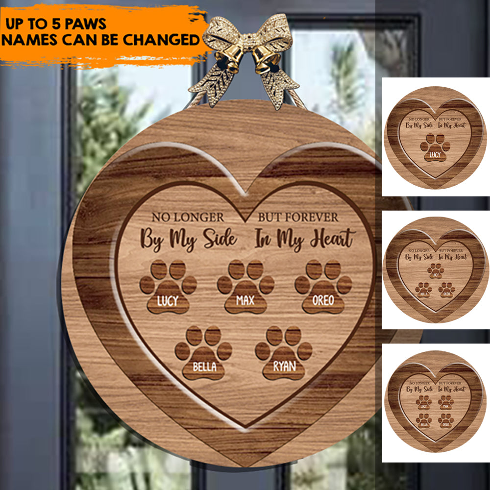 Forever In Our Heart - Personalized Round Wooden Door Sign - Jonxifon