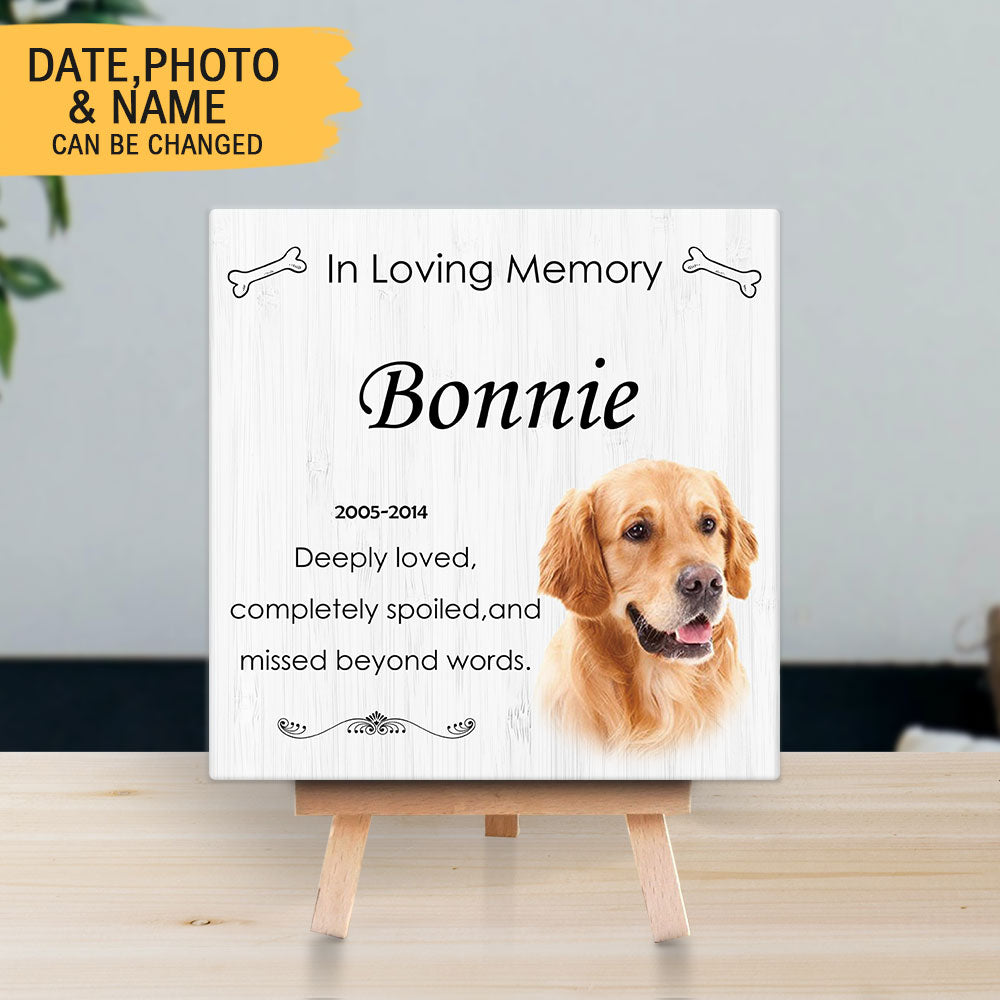 Personalized Pet Memorial Square Stone Album-Dog Cat Loss Gifts-Deeply Loved - Jonxifon