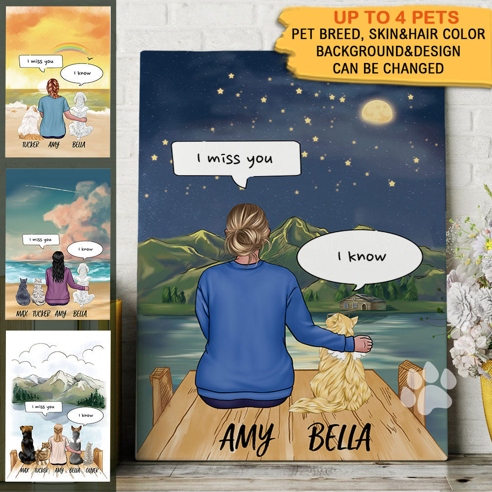 I Miss You Conversation - Wooden Dock Canvas Print Memorial Gifts For Dog Lovers - Jonxifon