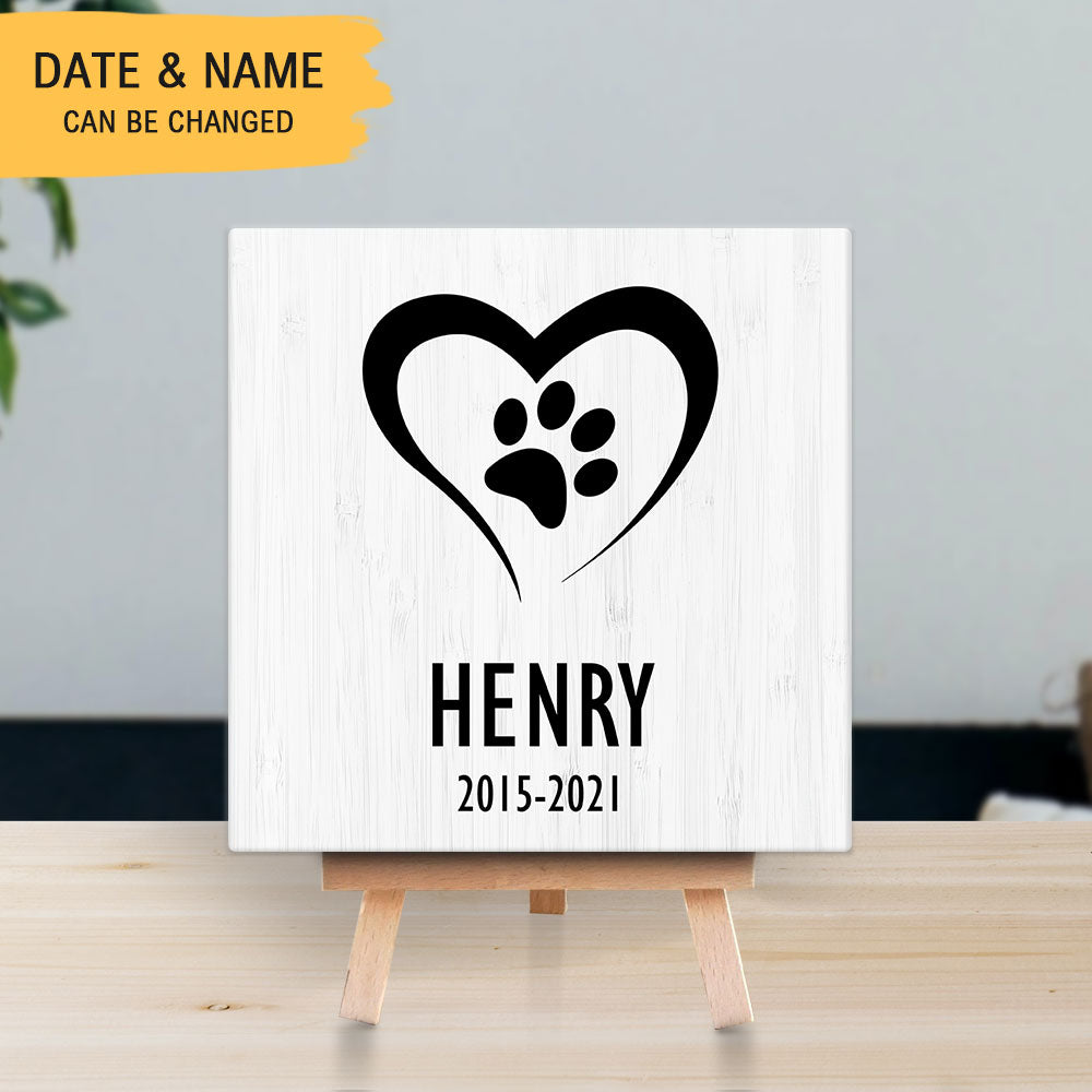 Personalized Pet Memorial Square Stone Album-Dog Cat Loss Gifts-Paw Print - Jonxifon