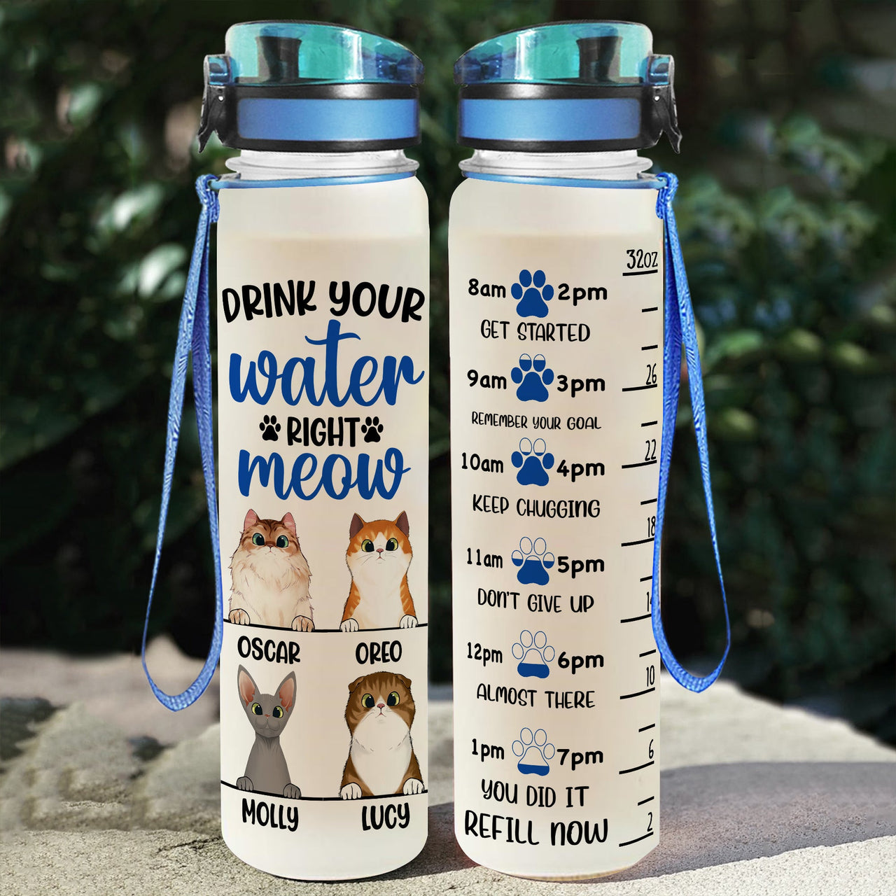 Drink your meow water - Custom Water Tracker Bottle