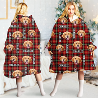 Thumbnail for Personalized Blanket Hoodie - Gift For Pet Lovers - Buffalo Plaid Pattern With Photo