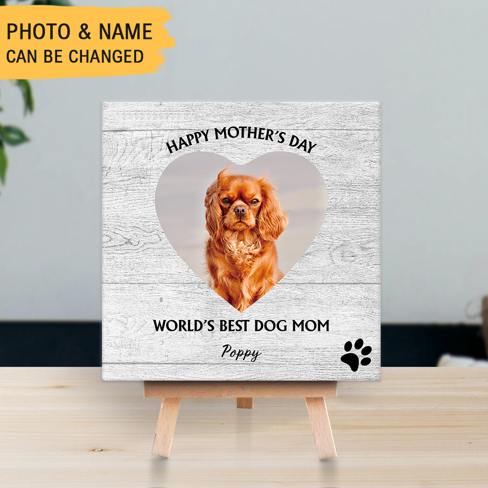 Personalized Gift For Dog Lovers,Square Stone Album,Happy Mother's Day- World's Best Dog Mom - Jonxifon