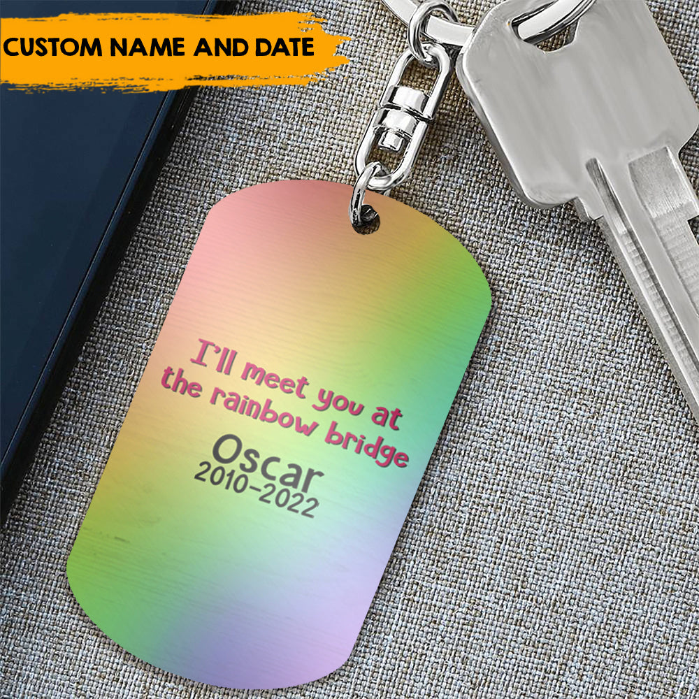 Meet You At The Rainbow Bridge - Personalized 2-sided Keychain, Pet Memorial Gift