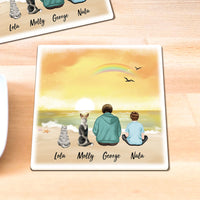 Thumbnail for Square Stone Coasters Gifts For The Whole Family - Beach & Wooden Dock - Jonxifon