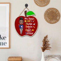 Thumbnail for 2022 ABC Teacher Name Apple Shaped Wood Sign, DIY Back To School Decor