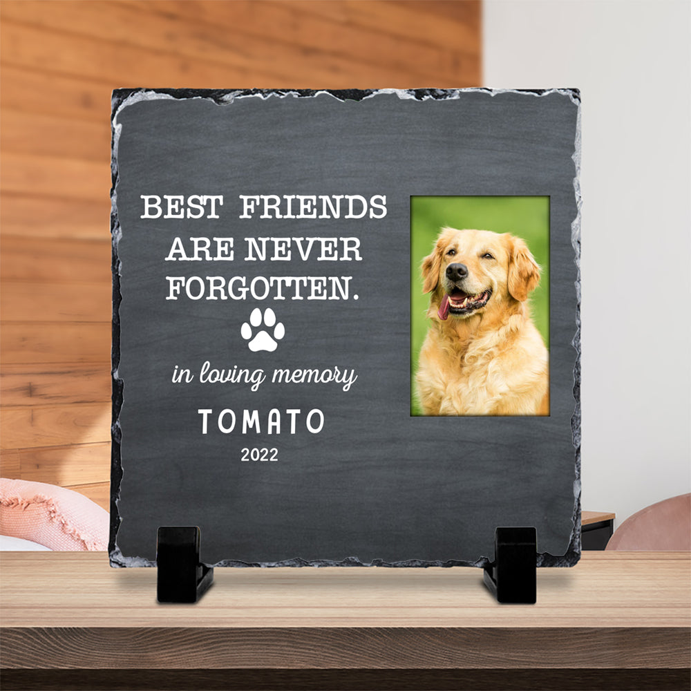 Best Friend Are Never Forgotten - Personalized Square Photo Slate, Memorial Gift For Pet Lovers - Jonxifon