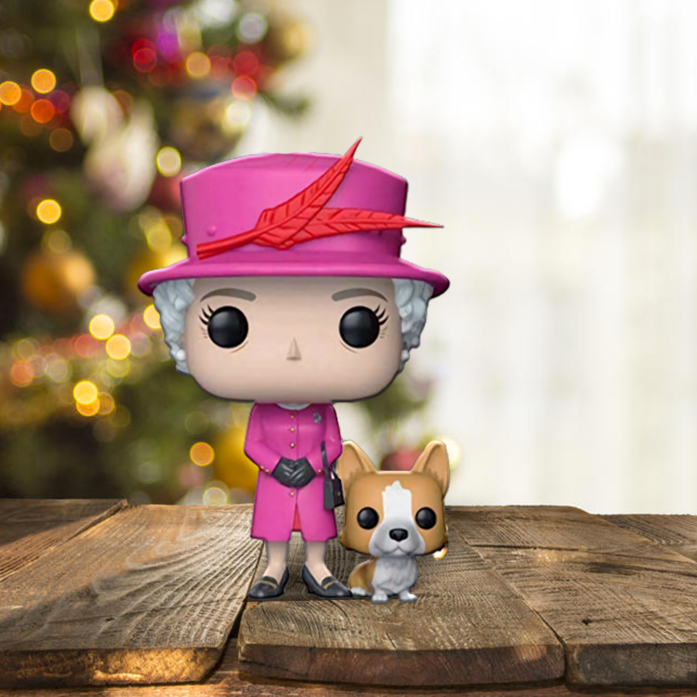 Queen Elizabeth II with Corgi - Christmas Table Ornament