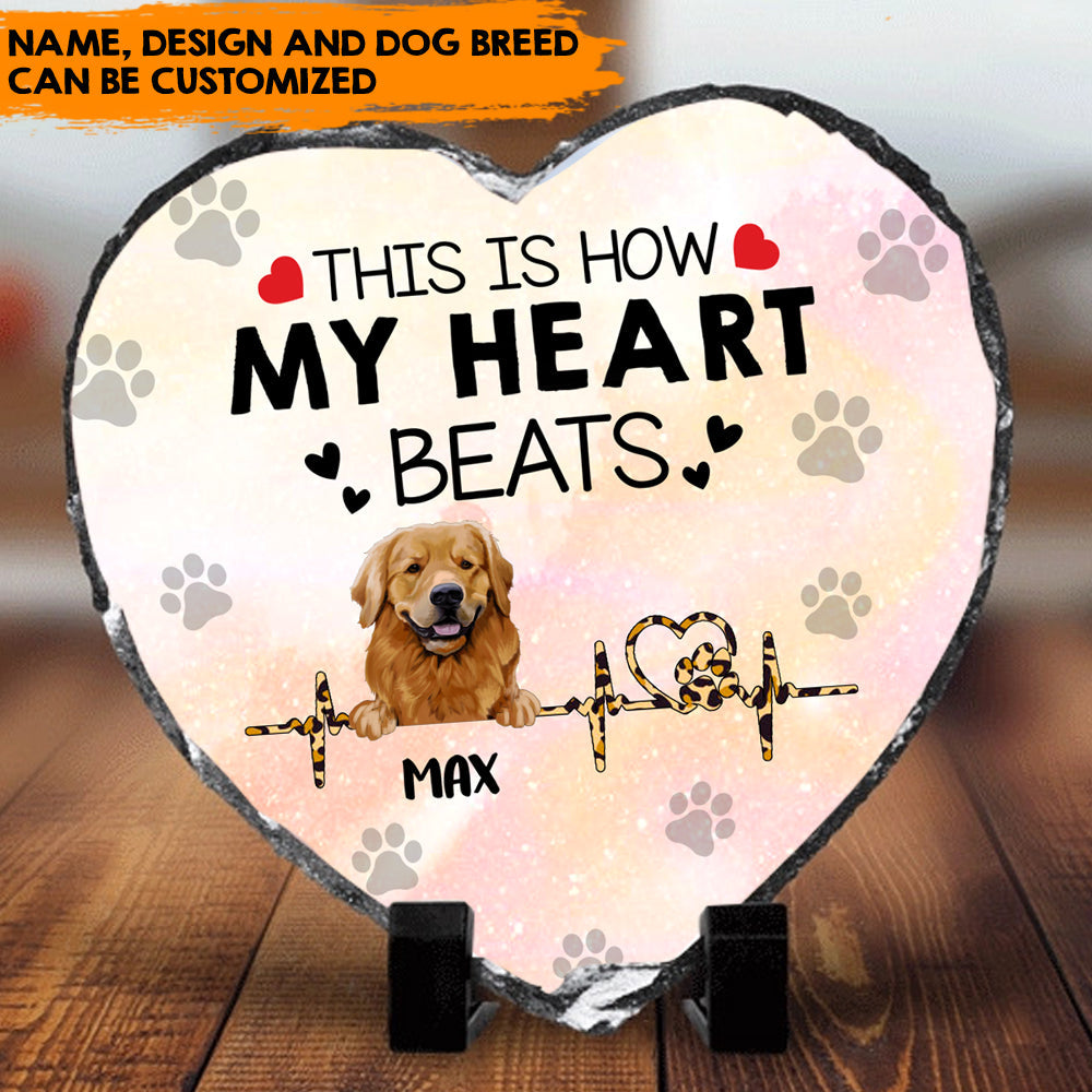 This Is How My Heart Beats - Custom Dog Photo Slate, Gift For Dog Lovers