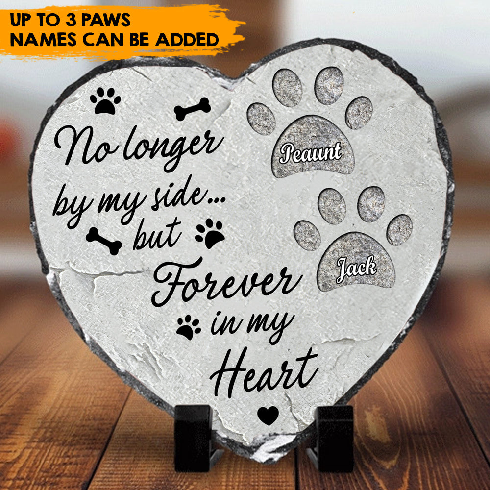 Forever In My Heart - Personalized Heart-Shape Photo Slate, Pet Memorial Gift