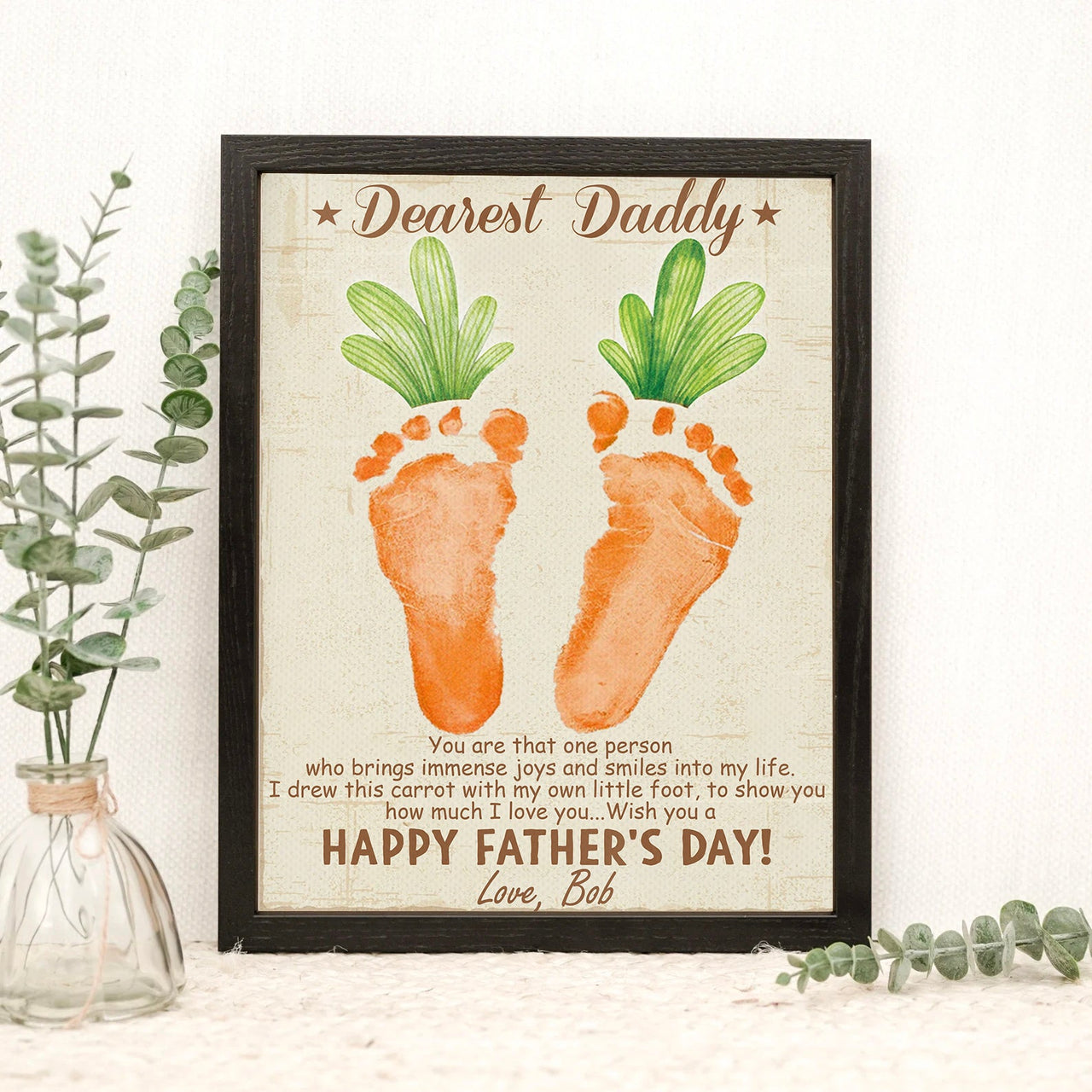 Dearest Daddy Handprint Art Craft Photo Frame, Kids Footprint