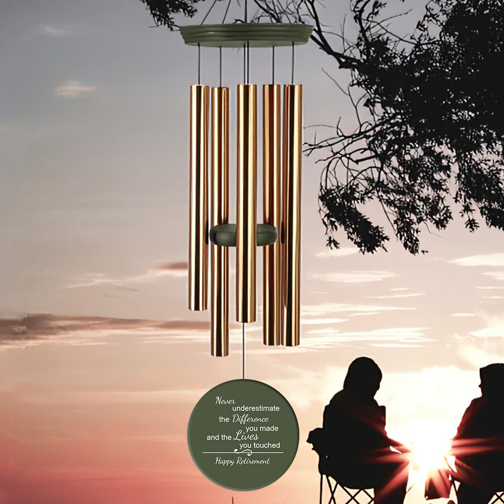 Personalized Retirement Wind Chimes With Name Or Photo, 5 Gold Tubes & Tree Of Life Zita Yen