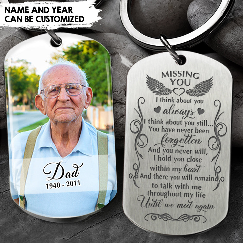 Missing You I Think About You Metal Keychain Personalized Keychain