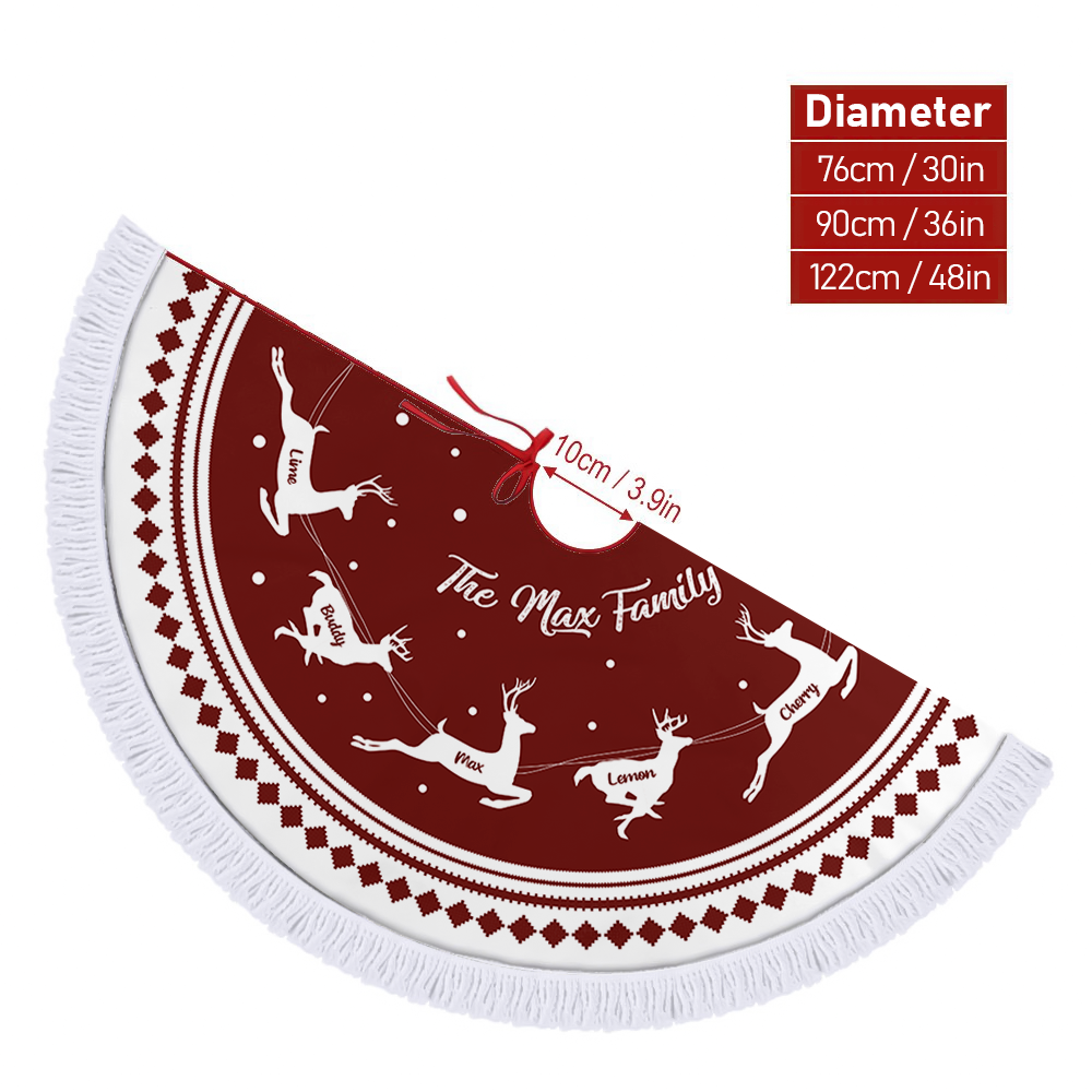 Custom Reindeer With Name Family Christmas Tree Skirt, Christmas Gift YHN-THUY