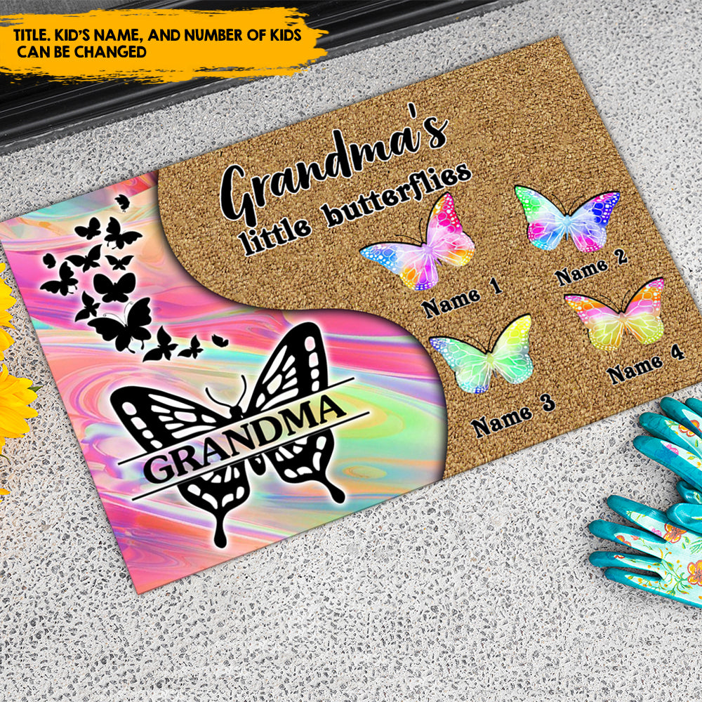 Grandma's Little Butterflies - Personalized Hologram Doormat, Mother's Day