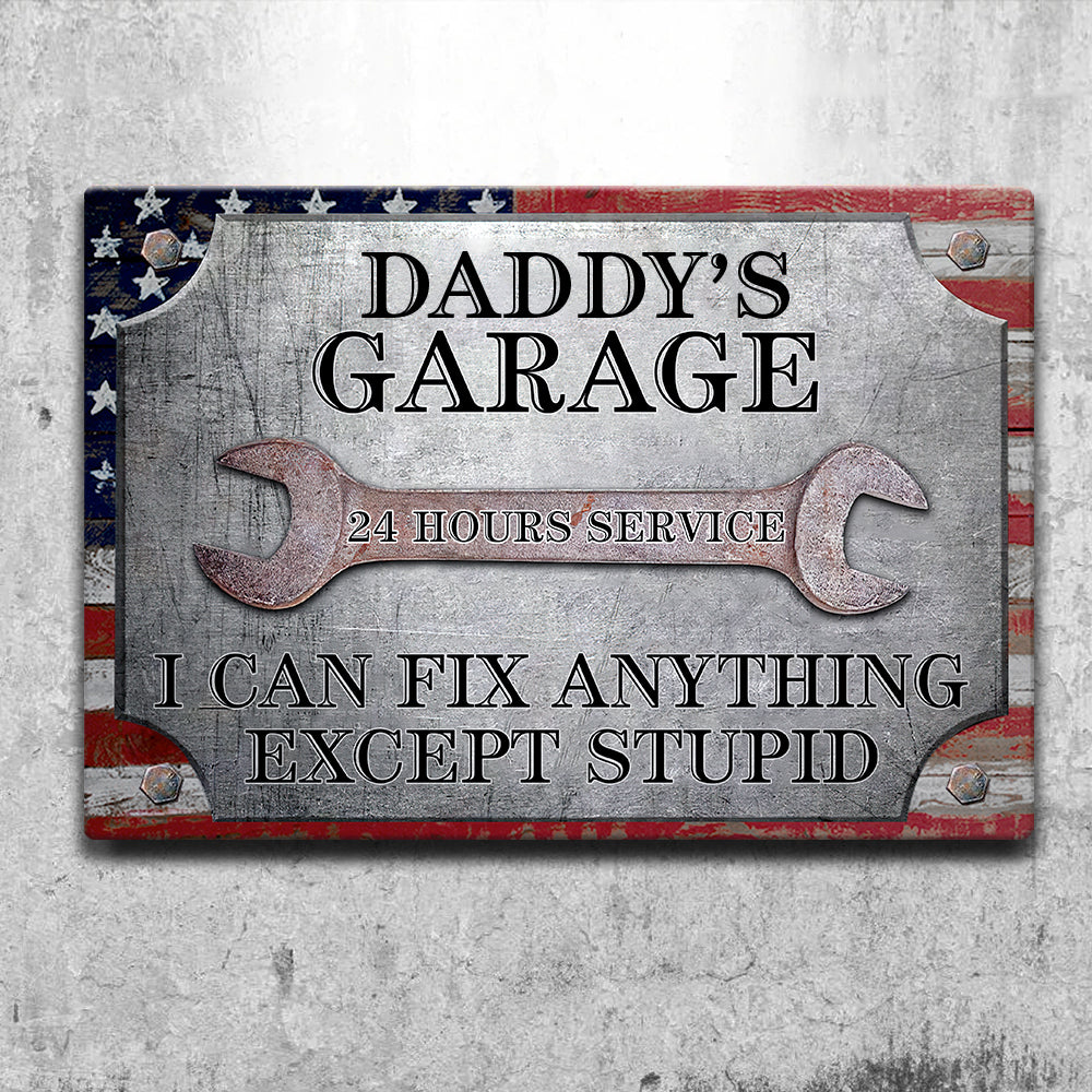 Dad Can Fix Anything - Personalized Metal sign, Custom Vintage Bar Sign