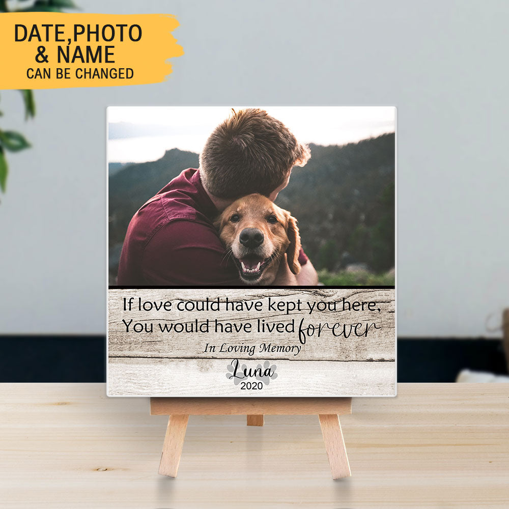 Personalized Pet Memorial Square Stone Album-Dog Cat Loss Gifts-Pet Bereavement Gift-DOG & CAT-If Love Could Have Kept You - Jonxifon