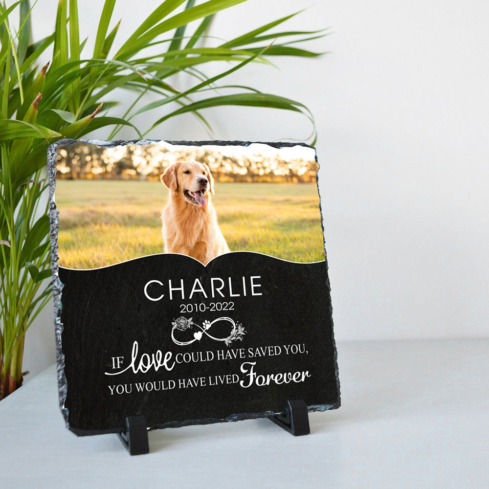 Pet Memorial Stone with Photo - Square Slate Photo