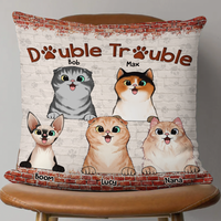 Thumbnail for Personalized Double Trouble Dog Cat Pillow, Gift For Pet Lovers