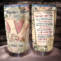 Thumbnail for Personalized Hand In Hand Vintage Love Letter Couple Tumbler, Valentine's Day Gift CHI-YEN