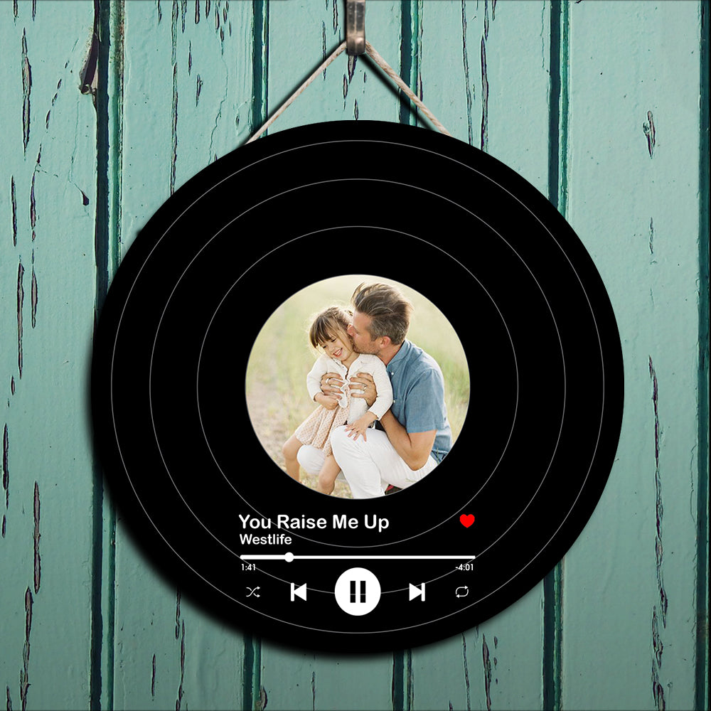 Father's day Personalized Record - Personalized Round Wooden Door