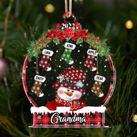 Thumbnail for Personalized Snowman Grandma Grandkids Stockings Printed Acrylic Ornament, Gift For Grandma Nana Mommy Aunt